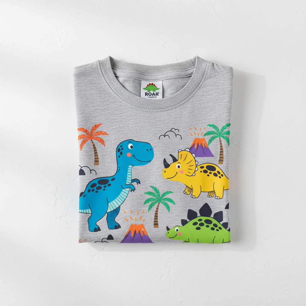 Toddler graphic tee colorful dinosaur print soft cotton crew neck