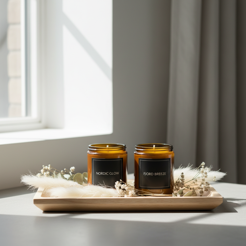 Soy Candle Set Wood Tray