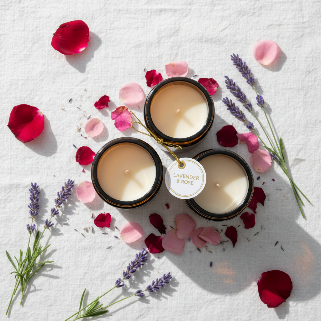 Soy Candle Spa Flat Lay