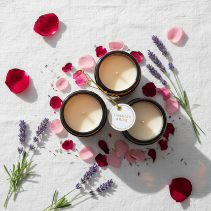 Soy Candle Spa Flat Lay