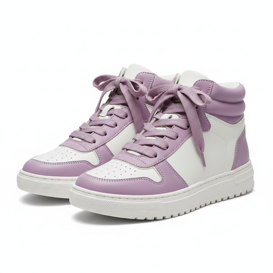 Women's High-Top Sneakers – Lavender & White